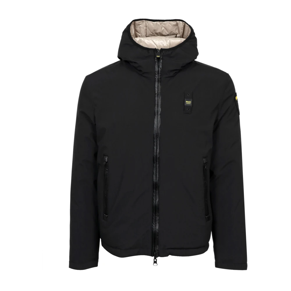 Blauer Omkeerbare Donsjas met Logo Black Heren