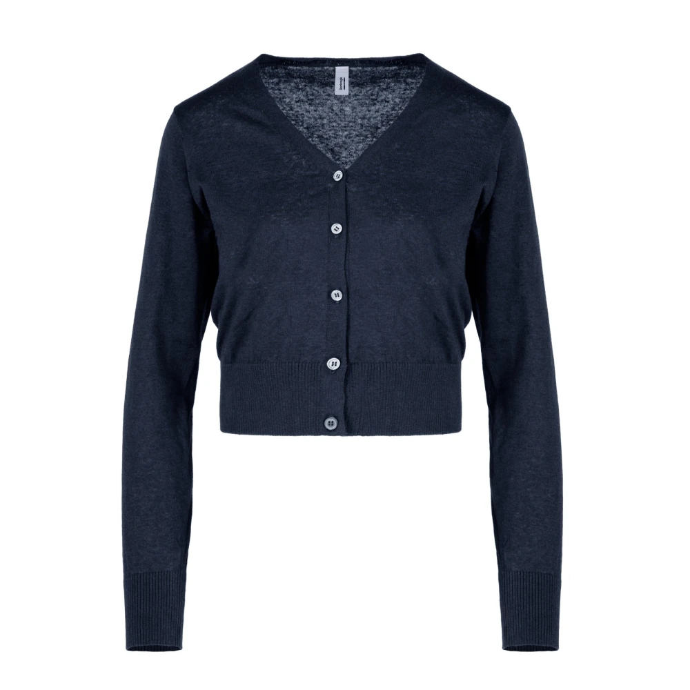 Bomboogie Women's Blue Linen And Cotton Cardigan - Cardigans - L - Knitwear