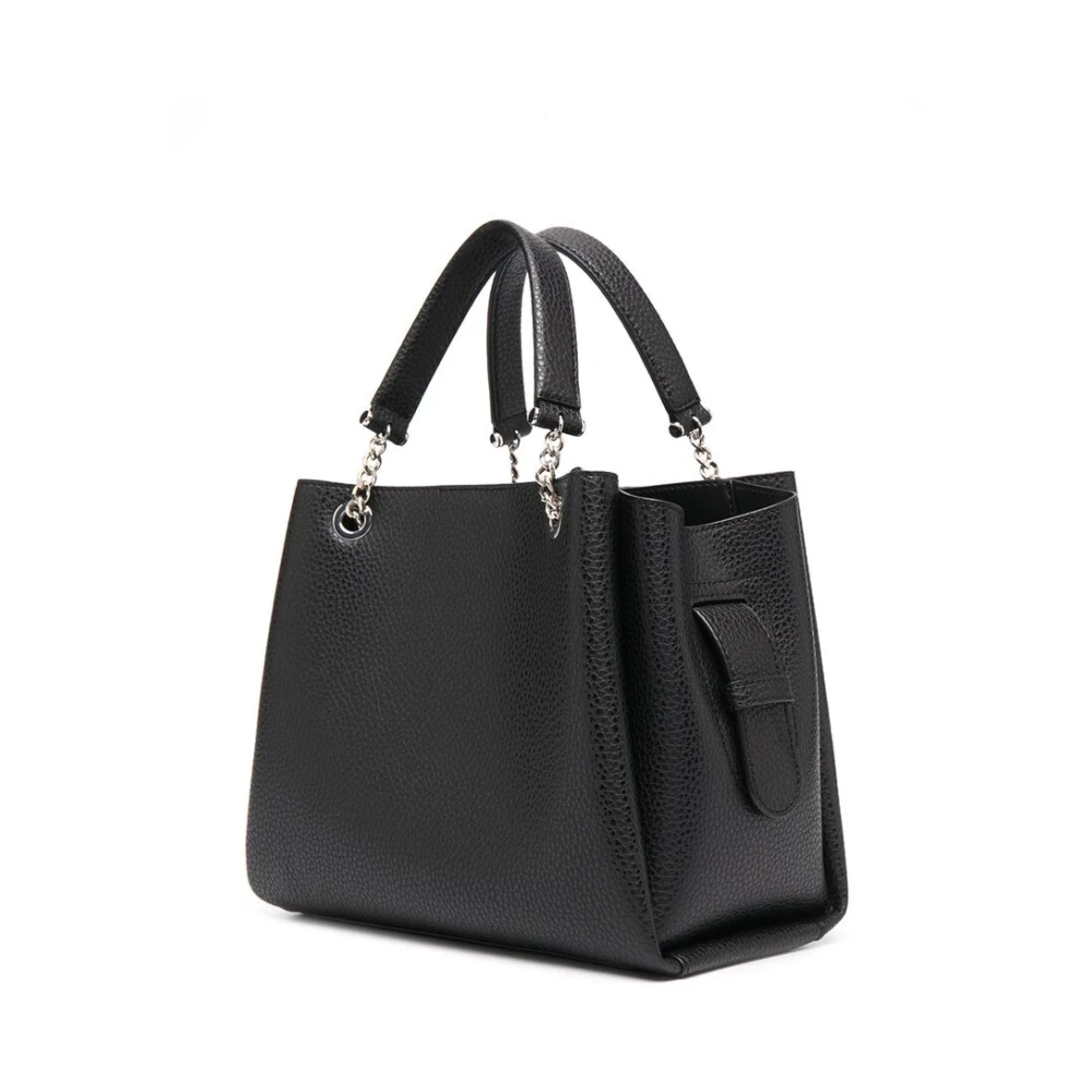 Emporio Armani Zwarte Pebble Textuur Logo Print Tas Black Dames