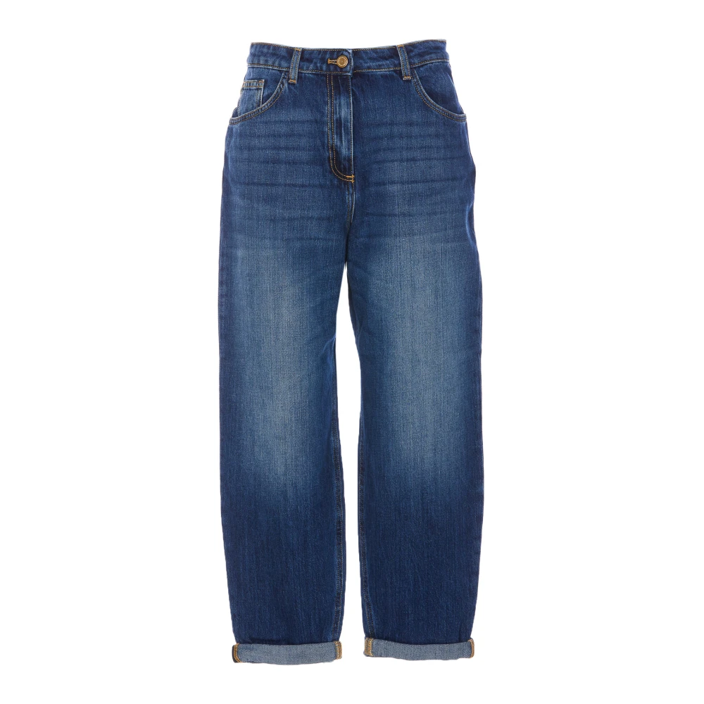 Elisabetta Franchi Denim Jeans met Frontale Knoopsluiting Blue Dames