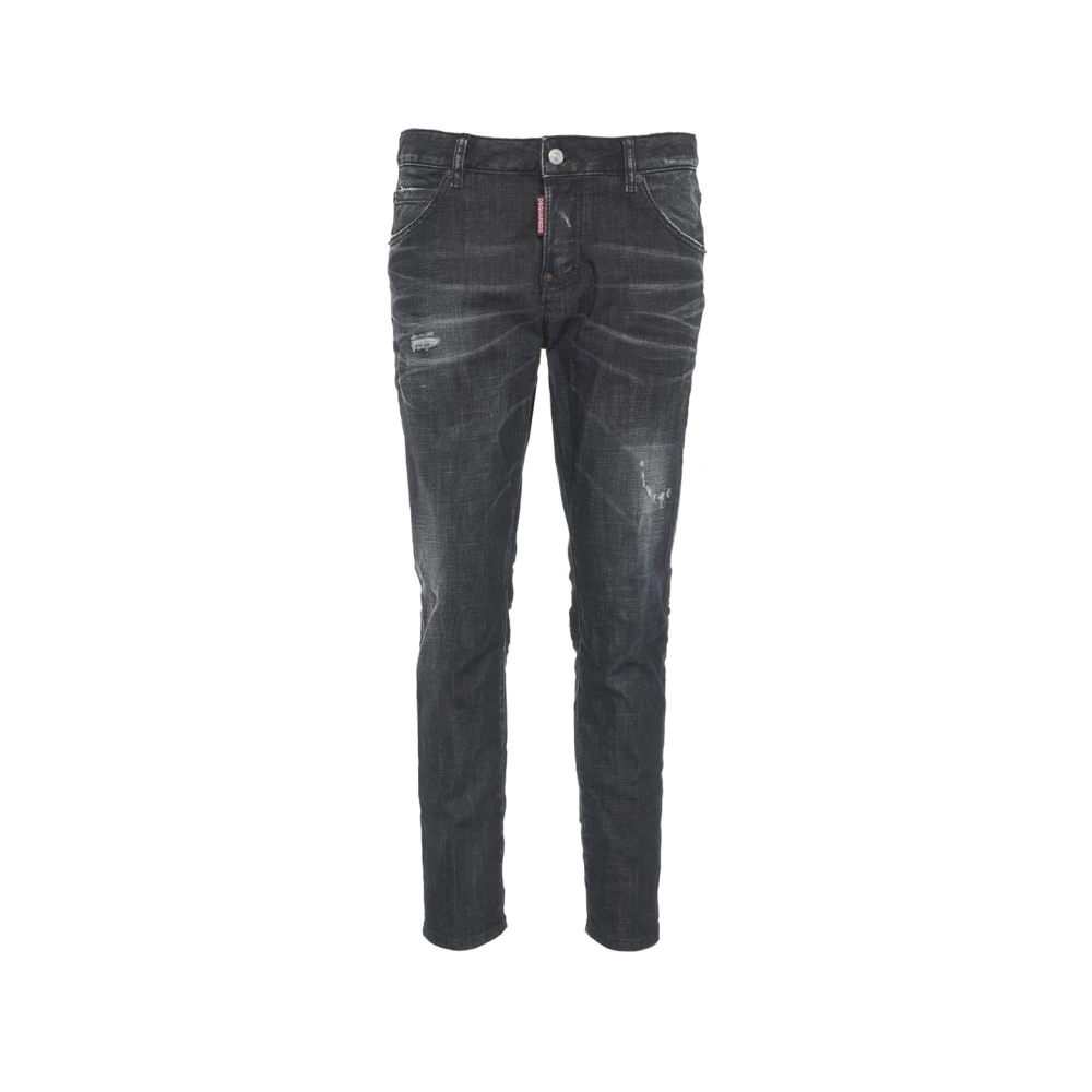 Dsquared2 Svarta Slim Fit Jeans Med Distressed Look Black, Dam