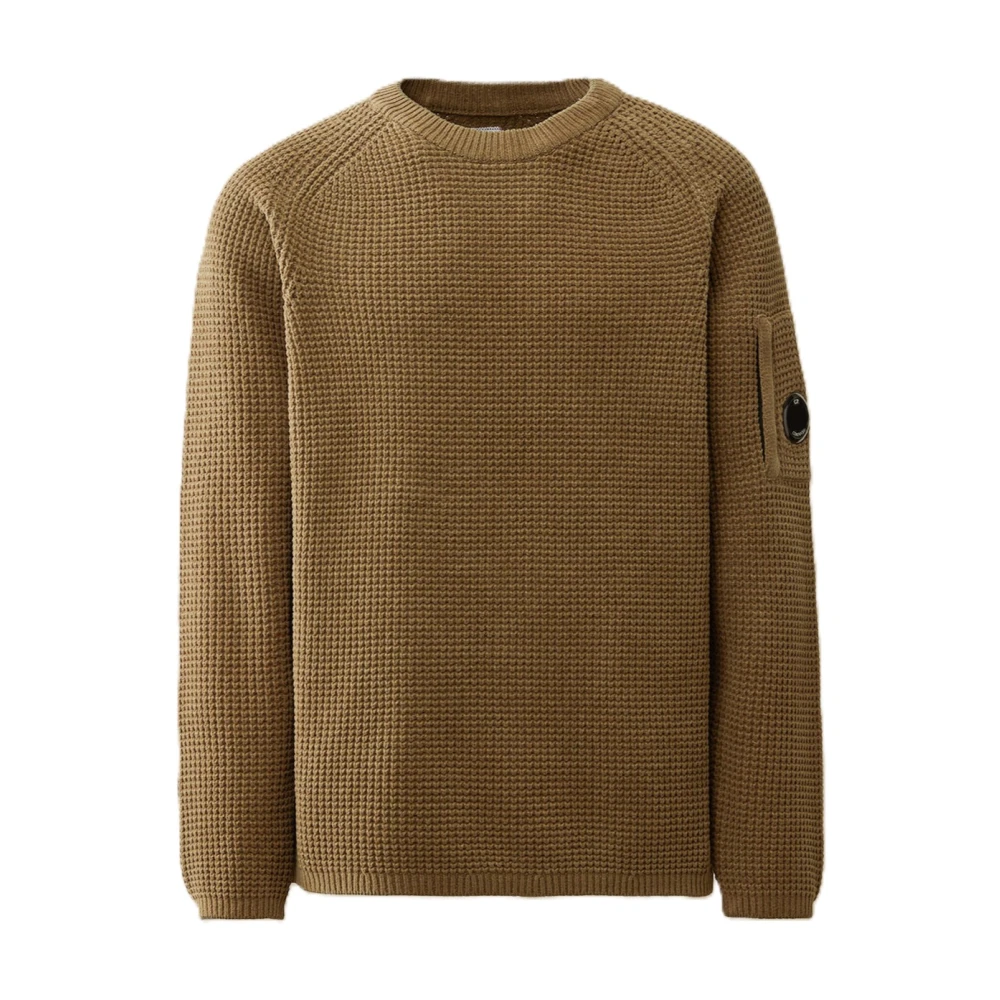 C.P. Company Groene Chenille Crewneck Wafeltrui Beige Heren