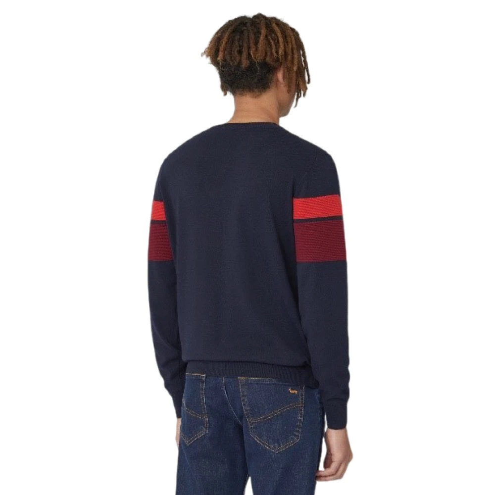 Harmont & Blaine Blauwe Crew-Neck Sweater met 3D-banden Blue Heren