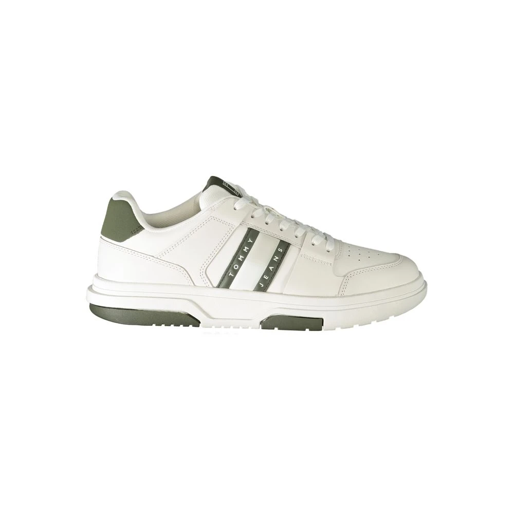 Tommy Hilfiger , Sneakers, Male, White, 6 Uk, White Men's Trainers With Green Details