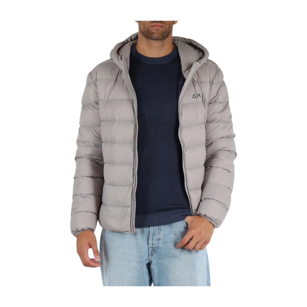 Sun68 Gewatteerde Opvouwbare Jas met Logoprint Gray Heren