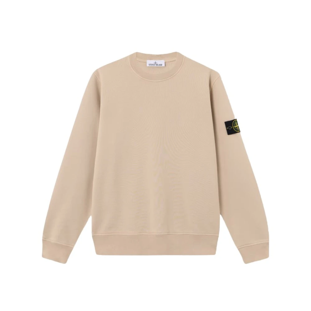 Stone Island Men's Beige Sweatshirts, L, Crew-Neck Sweatshirt