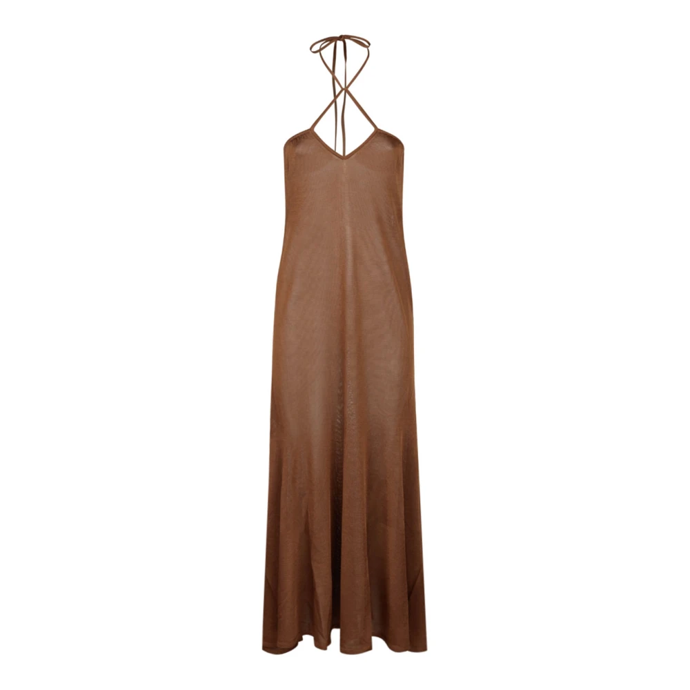 Tom Ford Women's Brown Halterneck Flared Maxi Dress - Maxi Dresses - M - Dresses