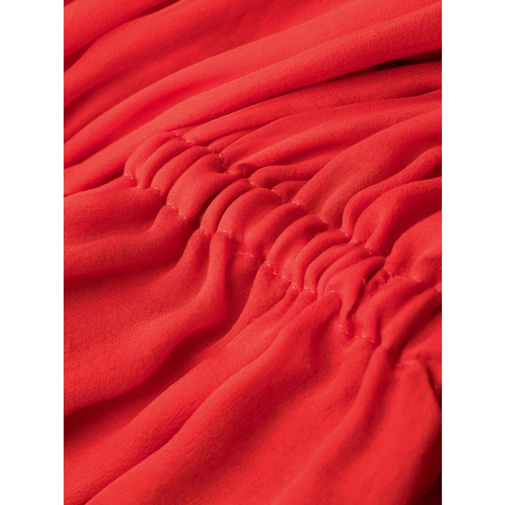 Gucci Roosrode Off-Shoulder Zijden Jurk Red Dames