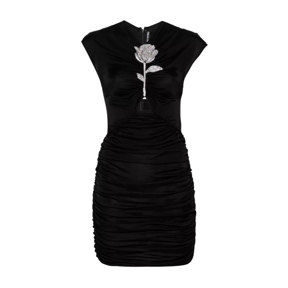 David Koma Black Party Dresses, Female, Xs, Mini Dress With Rose