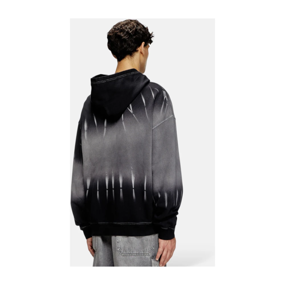 Diesel Zwarte Tie-Dye Hoodie Relaxte Pasvorm Black Heren