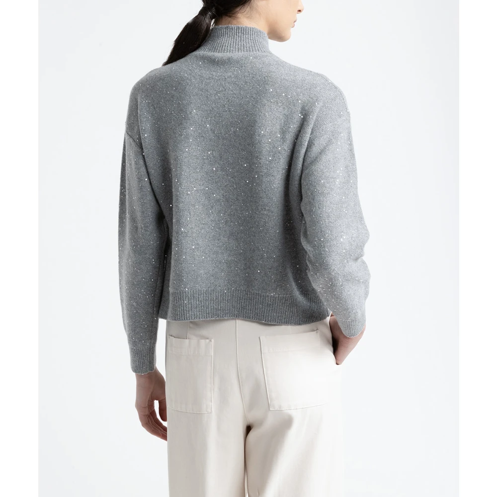 PESERICO Wol kasjmier lurex en pailletten trui Gray Dames