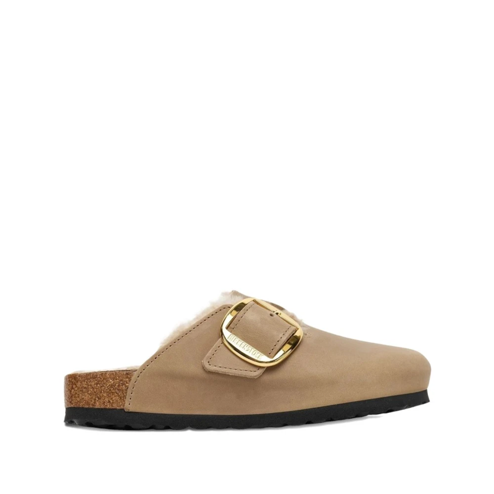 Birkenstock Donna Beige Sabot Da Boston Big Buckle Shearling - Immagine 3