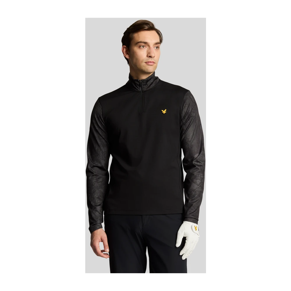 Lyle & Scott Mid Layers Printed Contour Midlayer Black Heren