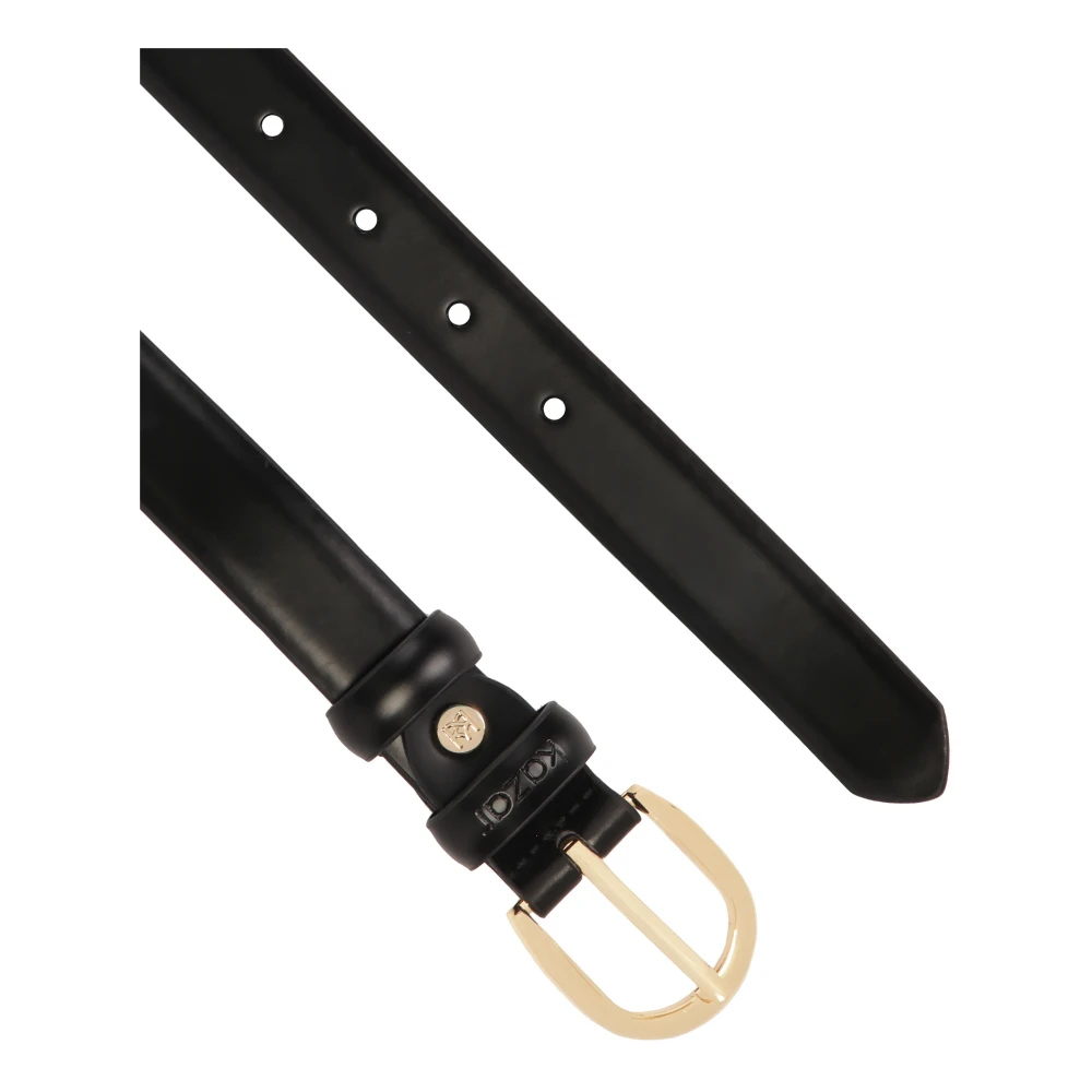 Kazar Zwarte leren riem met afgeronde gesp Black Dames