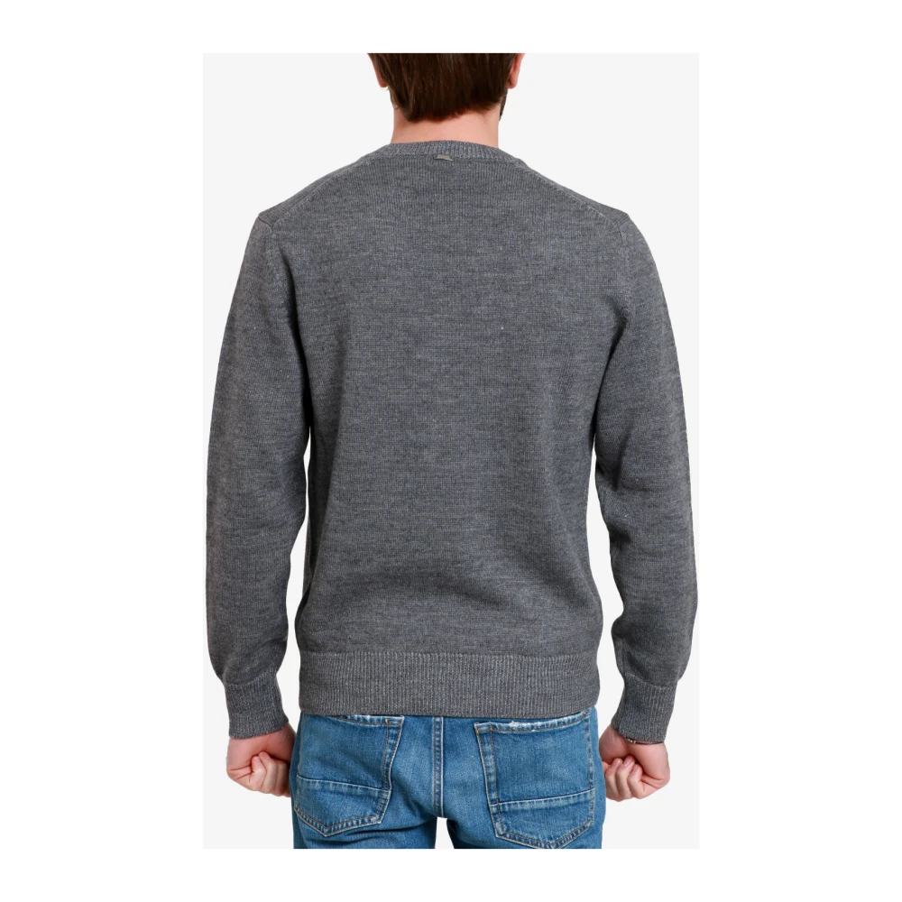Herno Grijze Wollen Blend Gebreide Trui Gray Heren