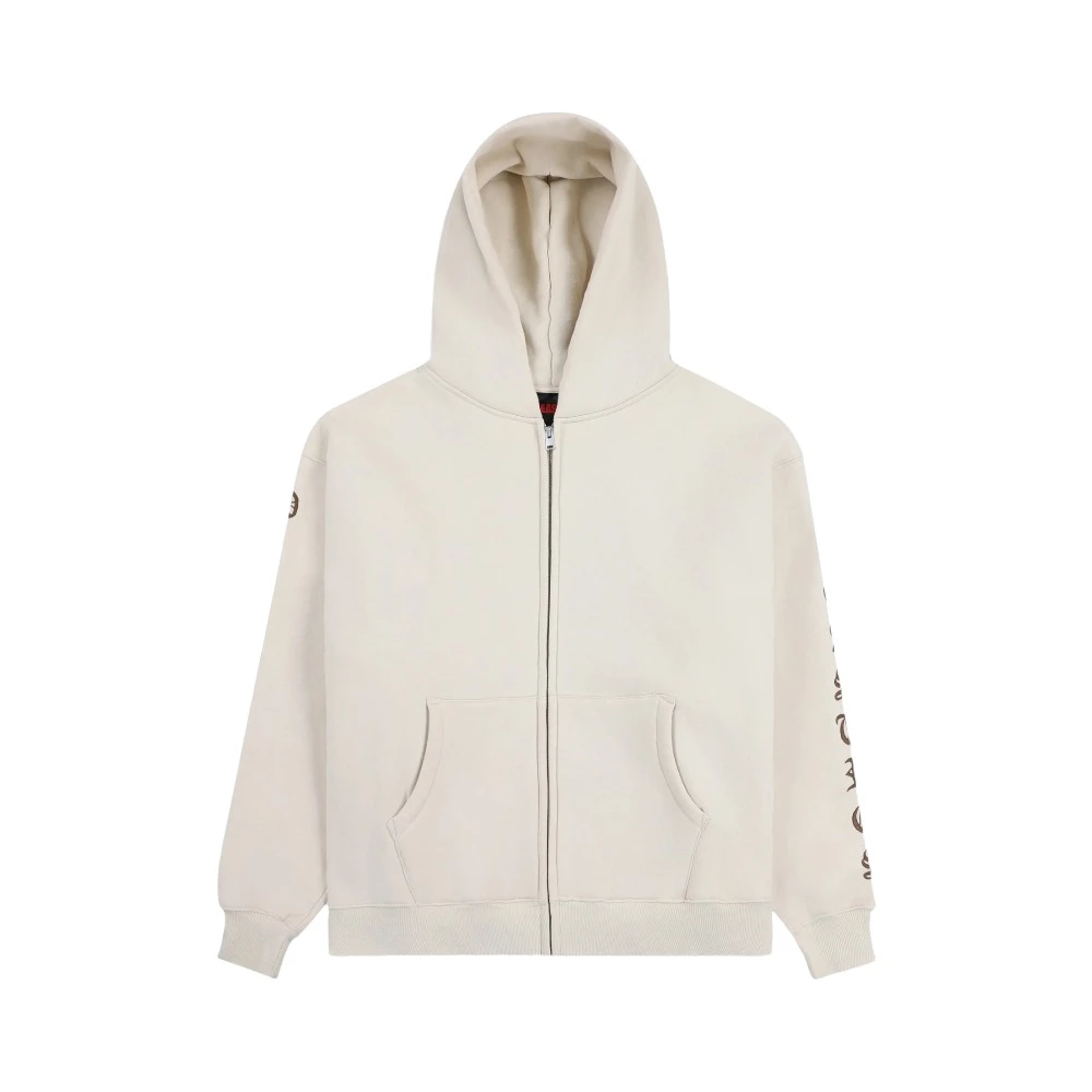 Pleasures Broderad Zip Up Hoodie Beige, Herr