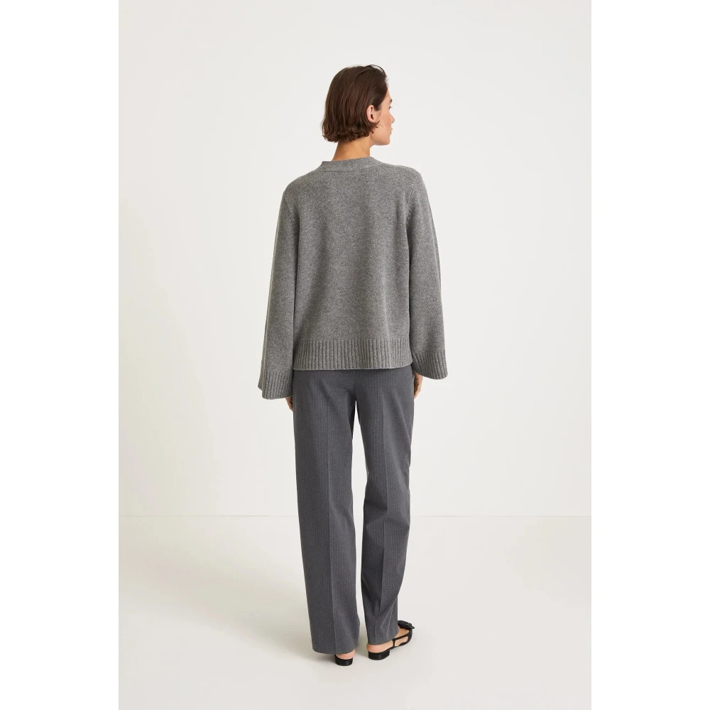 Stylein Grijze Merino Cardigan met V-Hals Gray Dames