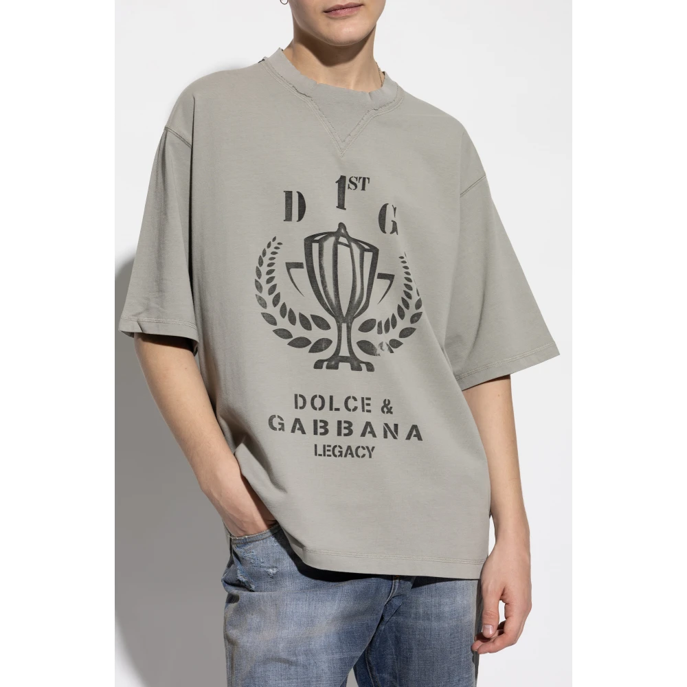 Dolce & Gabbana T-shirt met print Gray Heren