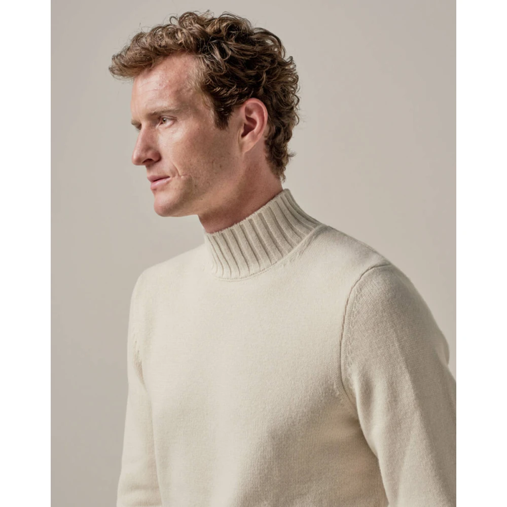 Profuomo Mock Neck Off White Pullover Beige Heren