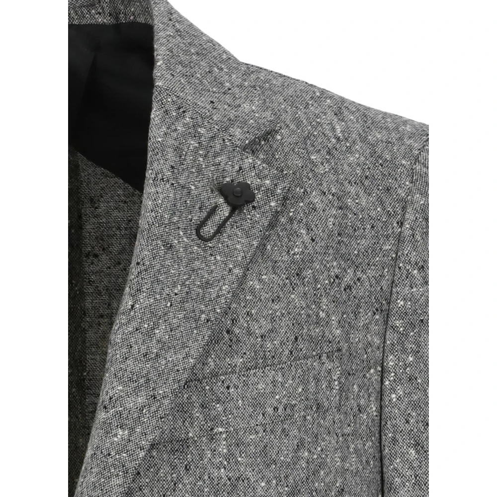 Lardini Grijze Wol Peak Revers Jas Gray Heren