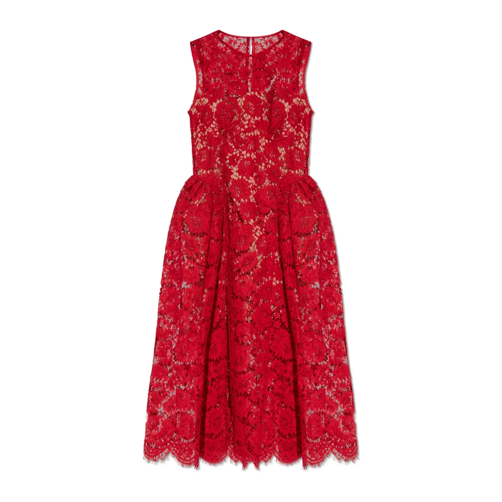 Self Portrait Women's Red Party Dresses, S, Midi Lace Dress