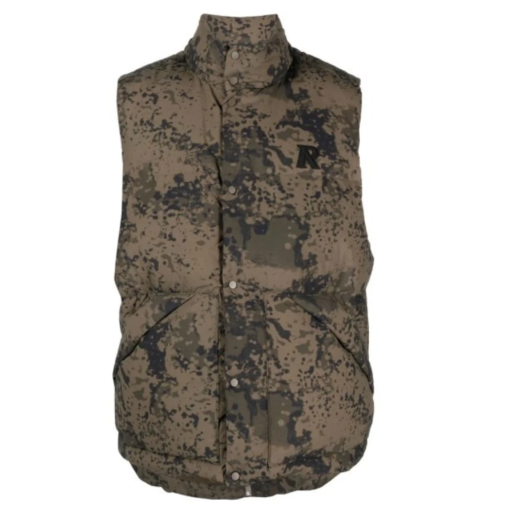 Represent Camouflage Puffer Gilet met Dubbele Zakken Brown Heren