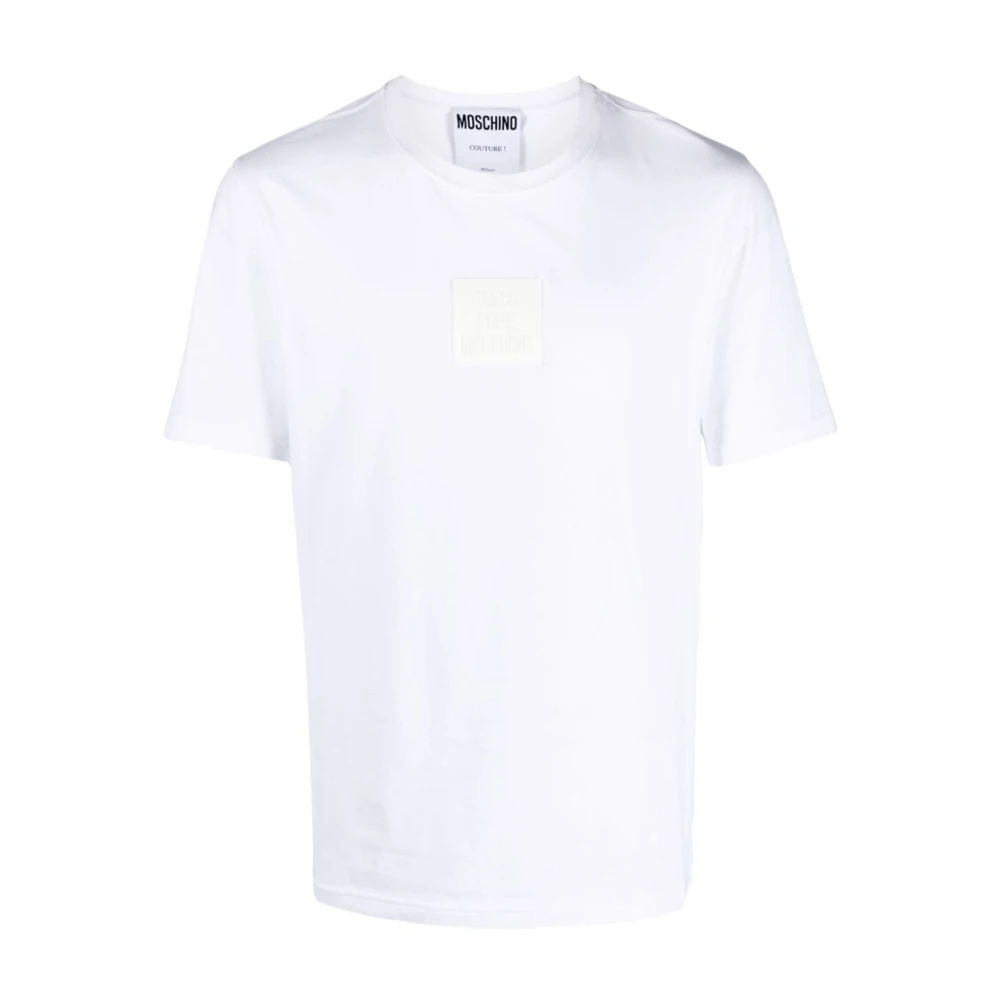 Moschino Witte T-shirts en Polos met Logo Patch White Heren