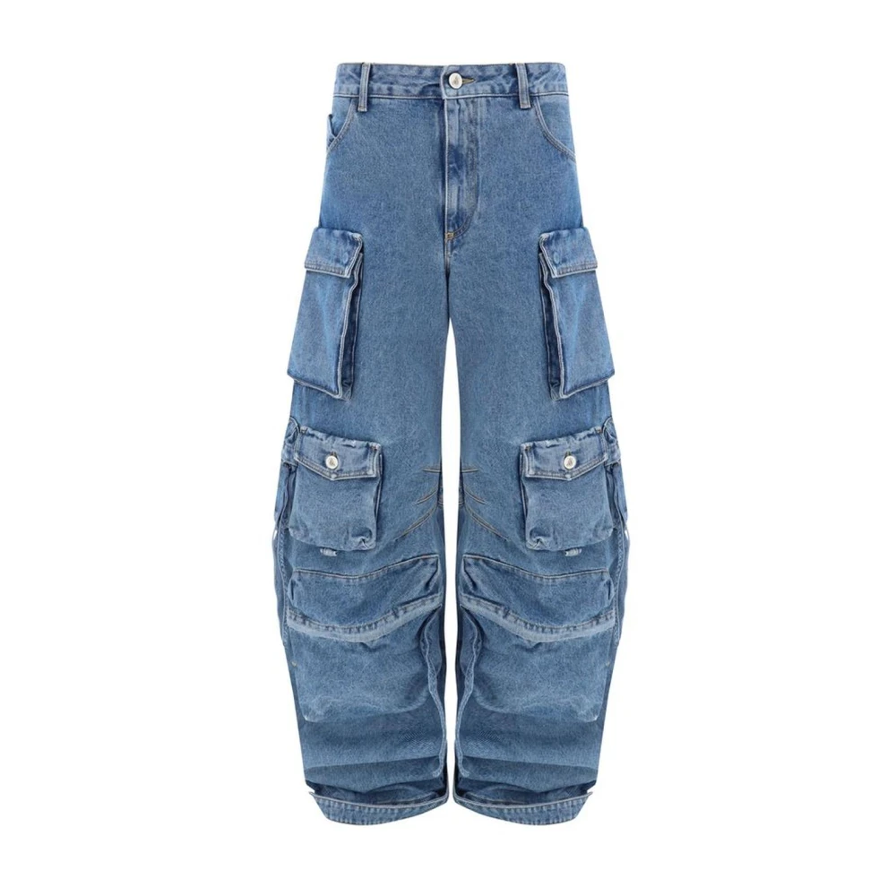 The Attico Cargo Broek met Meerdere Zakken Blue Dames