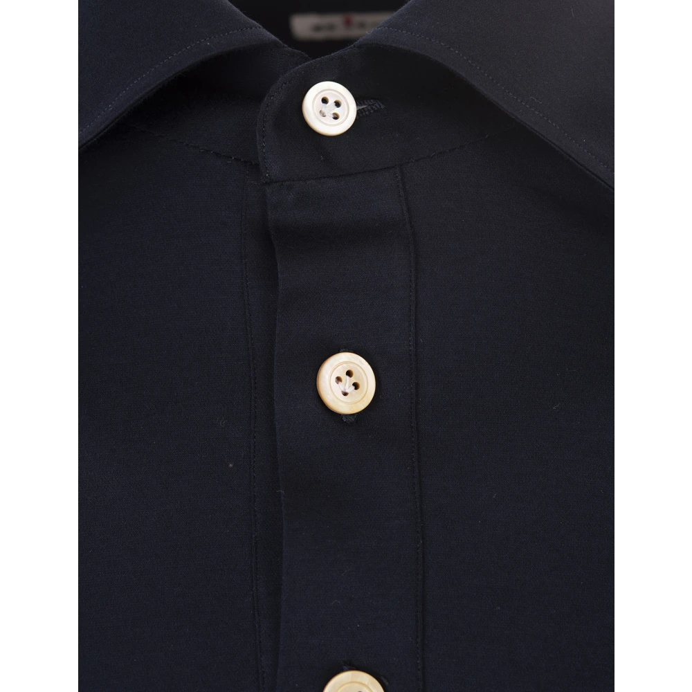 Kiton Blauw Polo Shirt Katoen Jersey Blue Heren