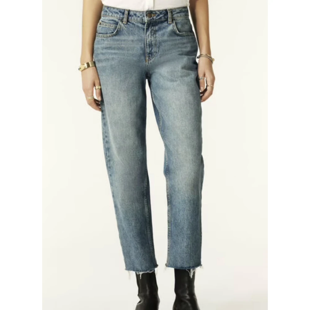 BA&SH Recht gesneden denim broek met onafgewerkte zoom Blue Dames