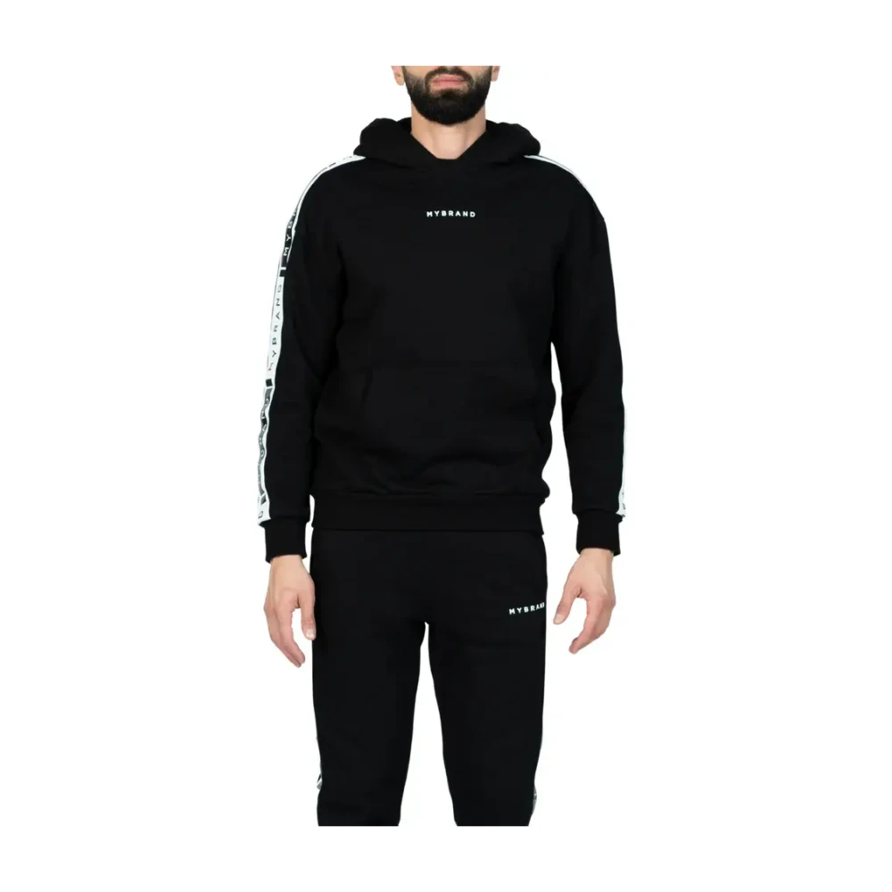 My Brand Contrast Taping Hoodie in Zwart Black Heren