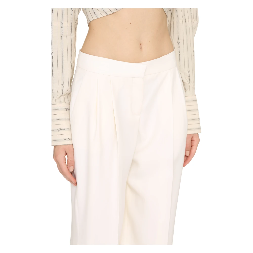 alexander mcqueen Wijde wollen broek Beige Dames