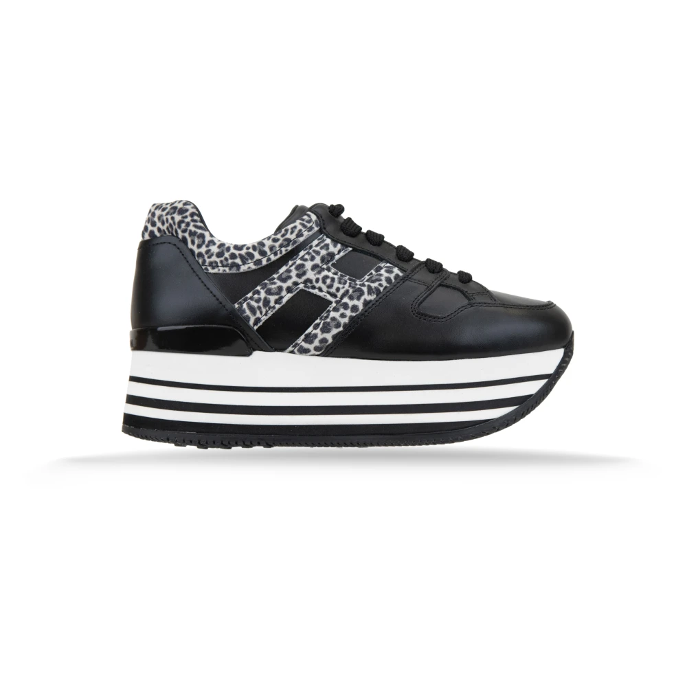 Hogan Luipaardprint Veterschoenen voor Dames Dames Schoenen Zwart