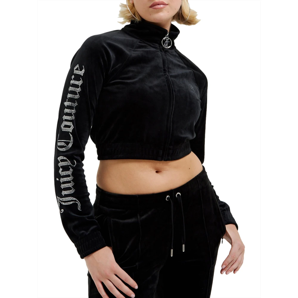 Juicy Couture Zwart Velours Cropped Track Jacket Black Dames