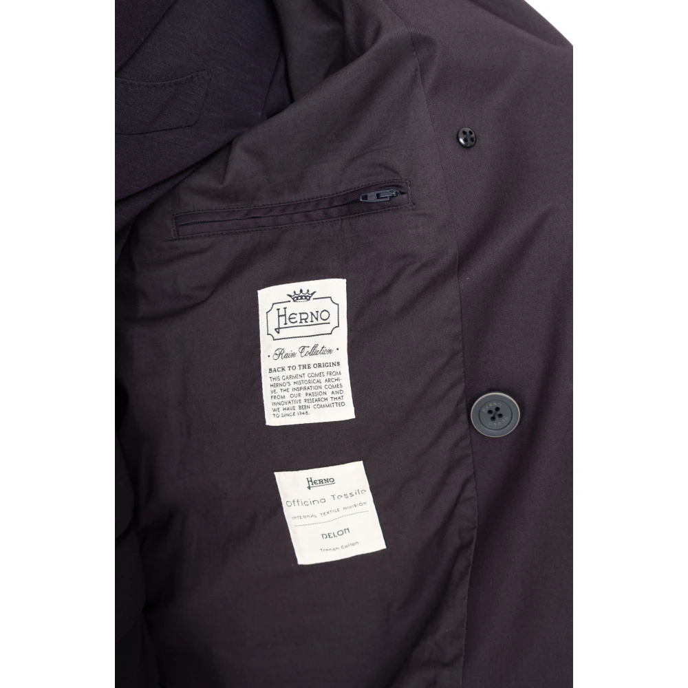 Herno Blauwe katoenen trenchcoat Blue Heren