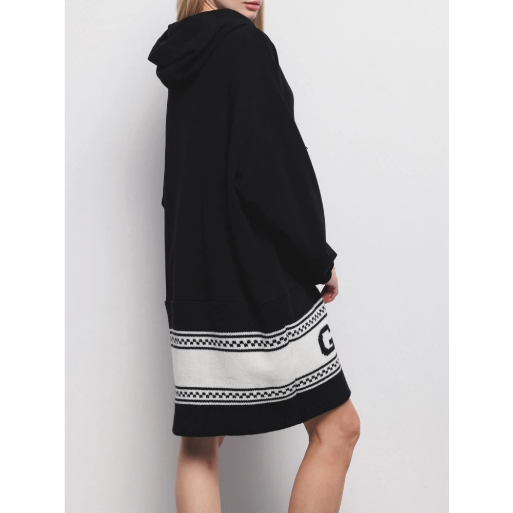 Gaëlle Paris Zwarte Katoenen Hoodie Mini Jurk Black Dames