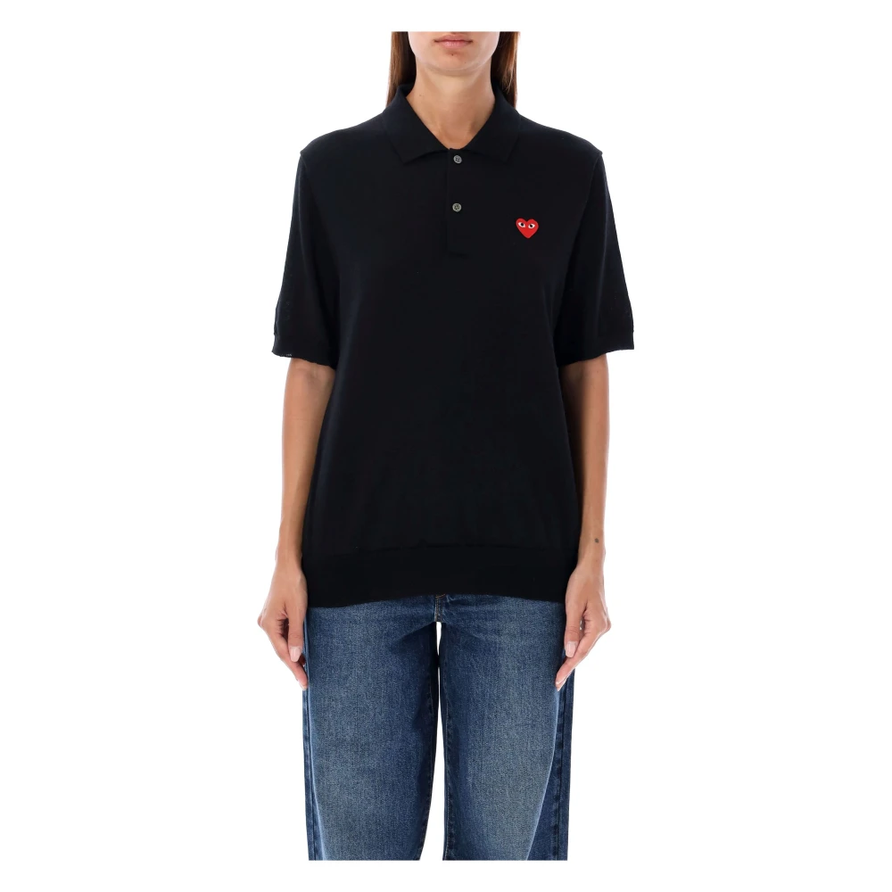 Comme des Garçons Rood Hart Gebreide Polo Zwart Black Dames