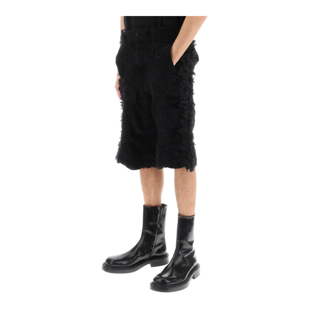 Comme des Garçons Shorts met bont-effect gebreid en nepbont inzetstukken Black Heren