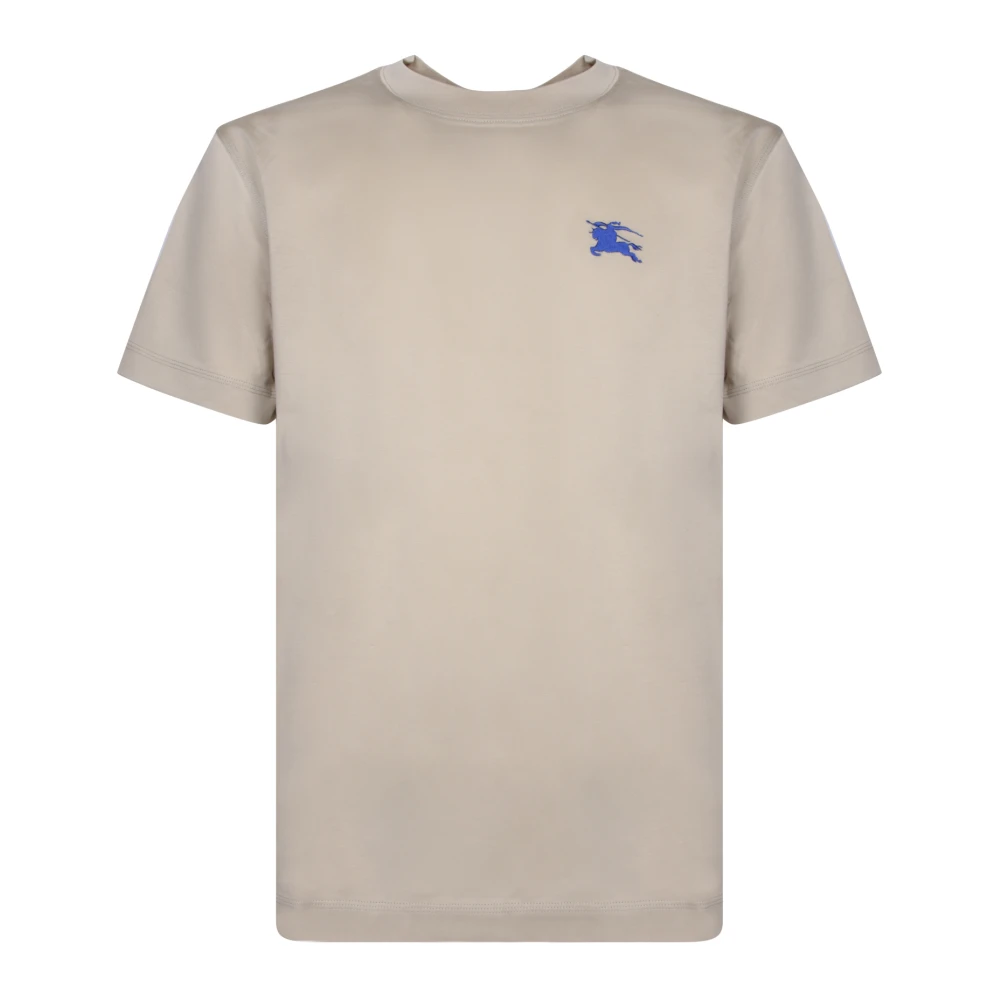 Burberry Men's Beige T-Shirt With Blue Logo - T-Shirts - Xs - Tops