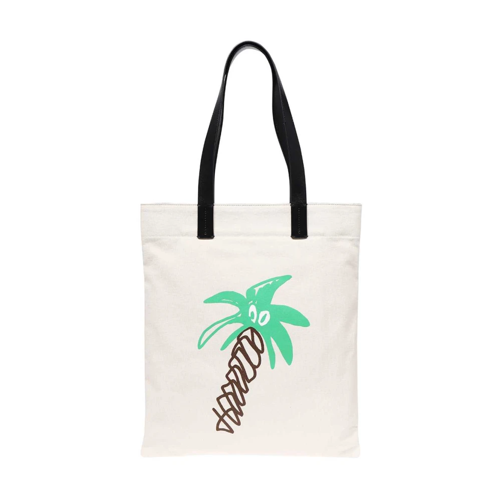 Palm Angels Logo Detail Tote Tas Beige Heren