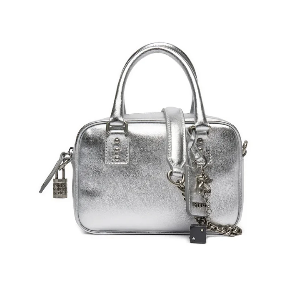 Pinko Zilveren Schapenleren Handtas Gemaakt in China Gray Dames