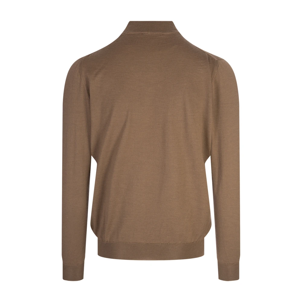 Kiton Zijde Kasjmiermix Bruine Trui Brown Heren