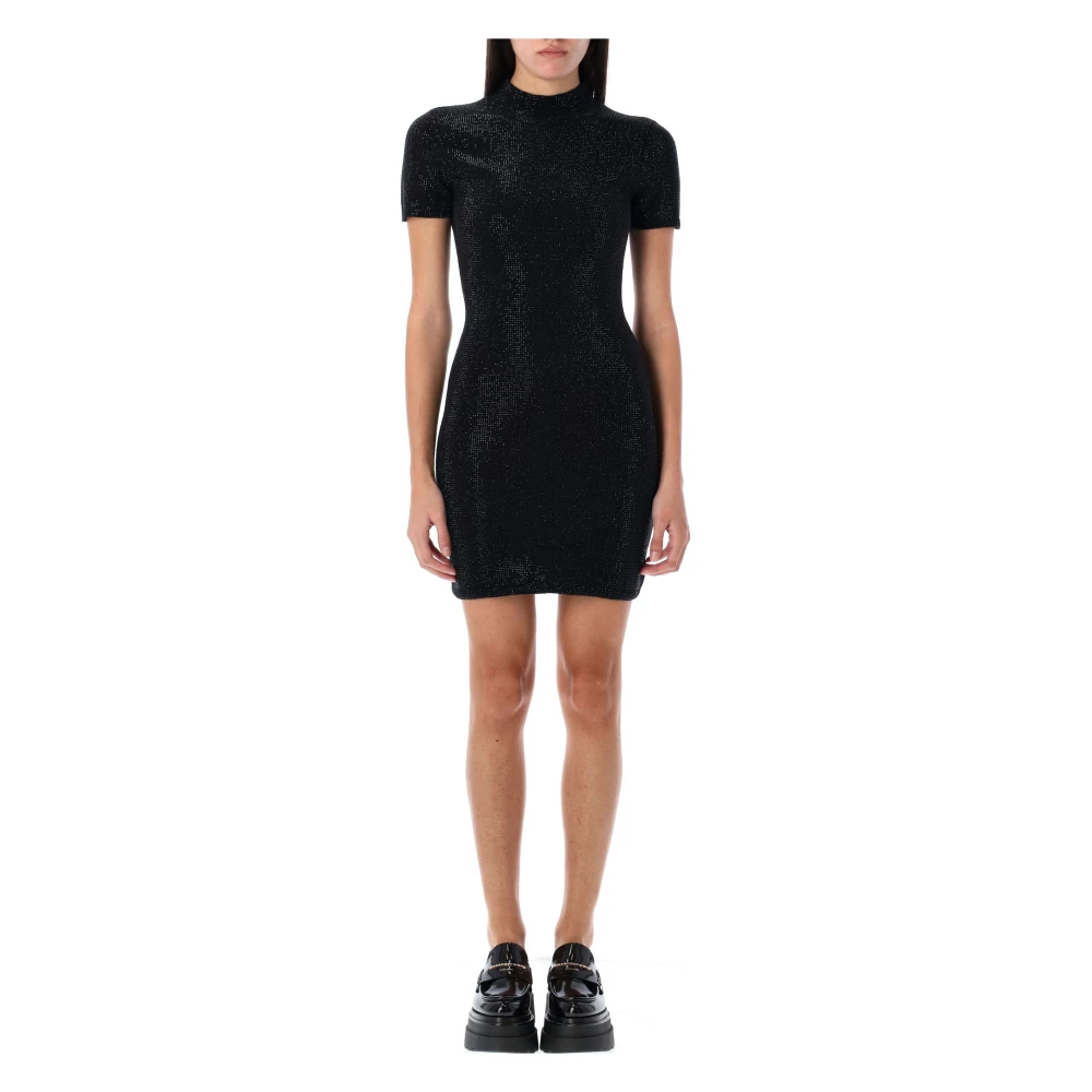 Alexander Wang Svart Crystal Hotfix Miniklänning Elegant Stil Black, Dam