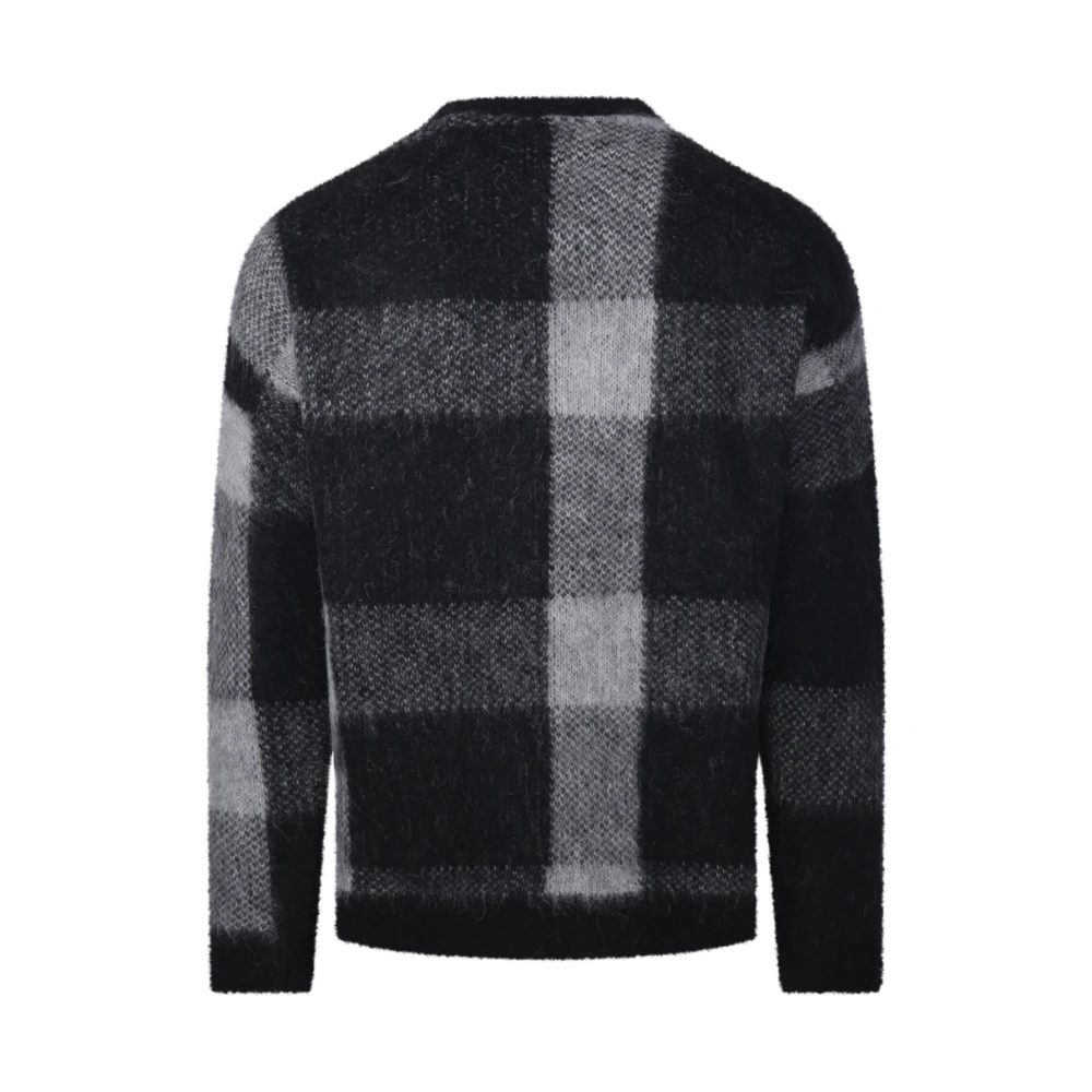 Emporio Armani Quadri Sweater in Neutraal Grijs Multicolor Heren