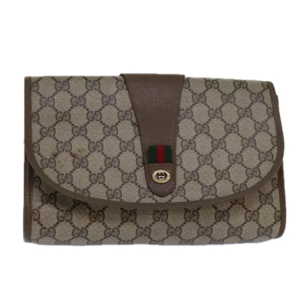 Gucci Vintage Pre-owned Canvas clutches Beige Dames