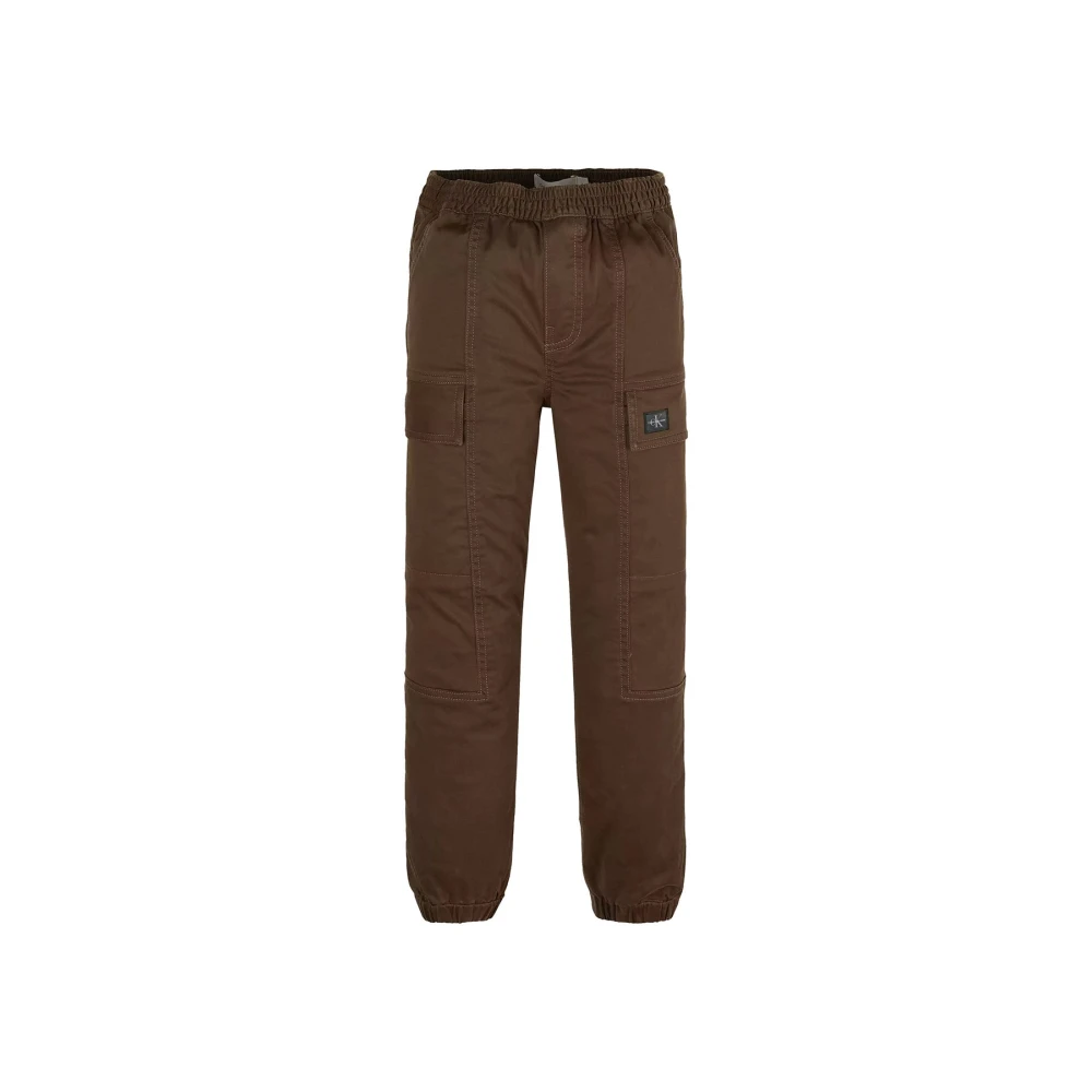 Calvin Klein Jeans Boys Brown Trousers, 12 Y, Cargo Trousers