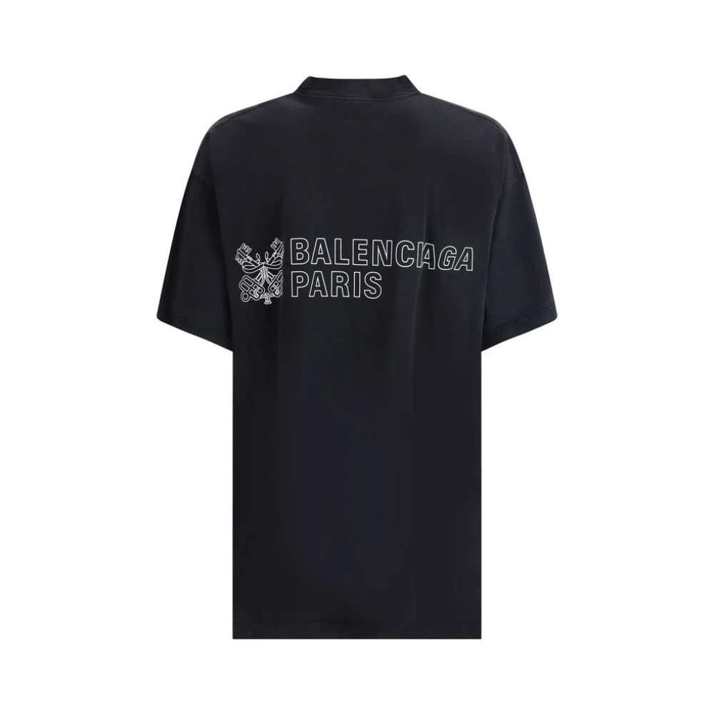 Balenciaga Contrasterend Logo Oversized T-shirt Black Heren