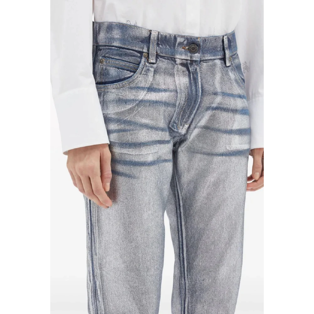 Msgm Blauwe Katoenen Broek voor Vrouwen Blue Dames
