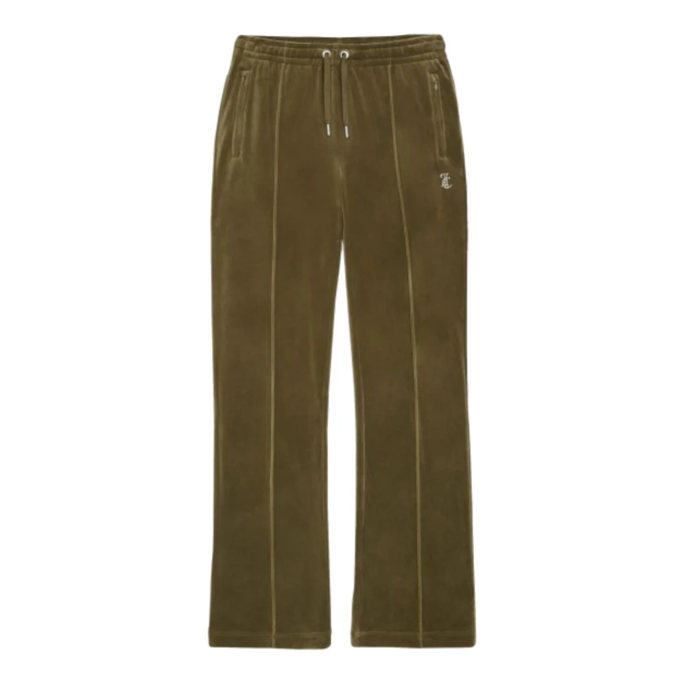Juicy Couture Groene Fluwelen Broek met Strass Logo Green Dames