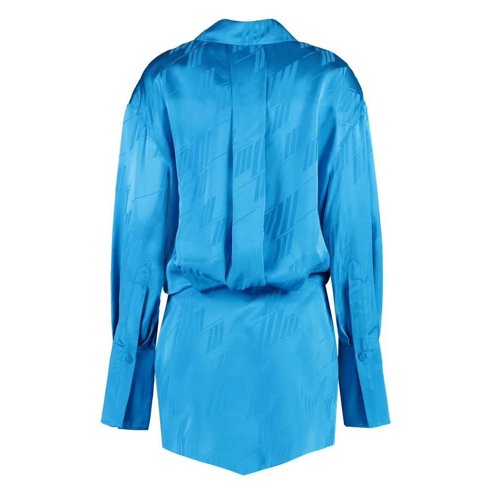 The Attico Klassieke Viscose Overhemdjurk Blue Dames